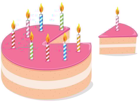 Cake with icing and Candles, slice of cake for birthday, anniverary or other celebration design element vector