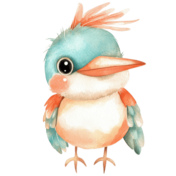 Cute watercolor bird animal on transparent background. png