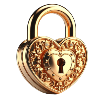 Heart Padlock with Gold Keyhole png