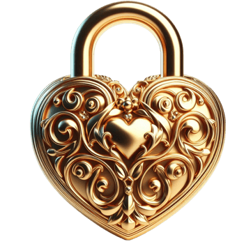 Decorative Gold Heart Padlock png