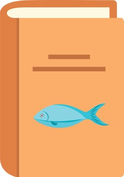 Fish icon on a book illustration vector