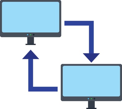 Two monitors connected to a computer vector