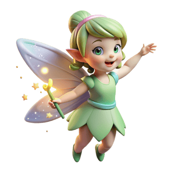 remarkable bohemian A whimsical, cartoon-style fairy, sprinkling pixie dust. NO BACKGROUND with Transparent Background. 4K png