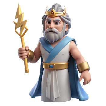 picturesque organic Zeus, King of the Gods, holding a lightning bolt NO BACKGROUND with Transparent Background. luxury png