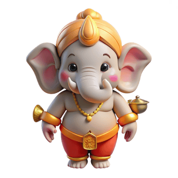 majestic sought-after Ganesha, Hindu god of wisdom and success with an elephant head NO BACKGROUND with Transparent Background. png