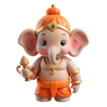exemplary traditional Ganesha, Hindu god of wisdom and success with an elephant head NO BACKGROUND with Transparent Background. masterfully captured png