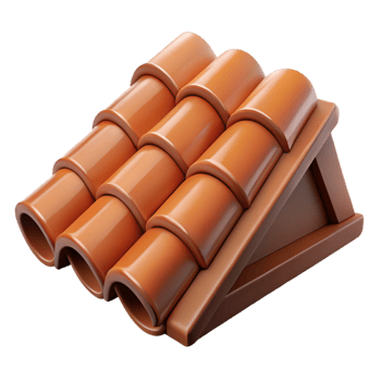 standout retro Terracotta roof tile, NO BACKGROUND with Transparent Background. exclusive png