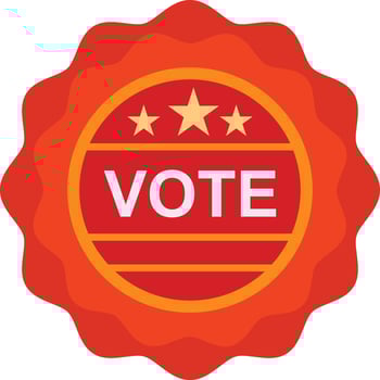 A red badge with the word vote on it vector