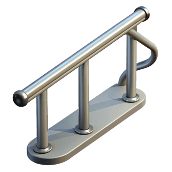 standout art deco Steel handrail, NO BACKGROUND with Transparent Background. masterfully captured png