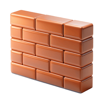 reflective spectacular Brick wall section, NO BACKGROUND with Transparent Background. fine detail png