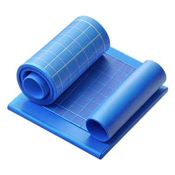 reflective dazzling Architectural blueprint roll, NO BACKGROUND with Transparent Background. professional png
