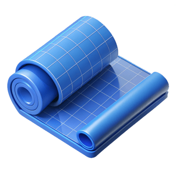 remarkable minimalist Architectural blueprint roll, NO BACKGROUND with Transparent Background. refined png