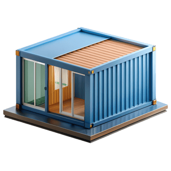 timeless retro Shipping container home module, NO BACKGROUND with Transparent Background. authentic png