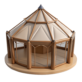 radiant impressionist Yurt frame structure, NO BACKGROUND with Transparent Background. authentic png