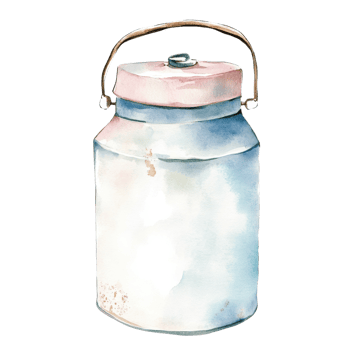 Watercolor milk can drawing on transparent background. png