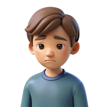 fascinating iconic Sad teenager, looking down, melancholic, NO BACKGROUND with Transparent Background. png