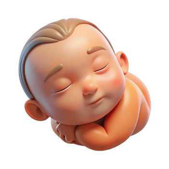 sumptuous art deco Sleeping baby, peaceful, serene, NO BACKGROUND with Transparent Background. fine detail png