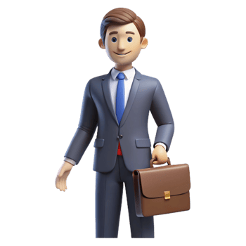 iconic minimalist Business executive, suit, briefcase, NO BACKGROUND with Transparent Background. original png