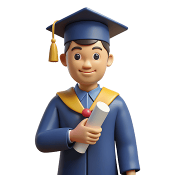 wonderful harmonious bohemian Graduate, cap and gown, diploma, NO BACKGROUND with Transparent Background. detailed png
