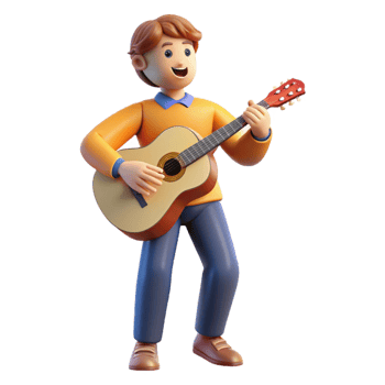 passionate striking Musician, guitar, singing, NO BACKGROUND with Transparent Background. genuine png