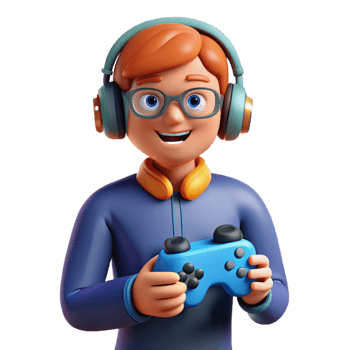 spectacular reflective impressionist Gamer, headphones, controller, NO BACKGROUND with Transparent Background. artisan png