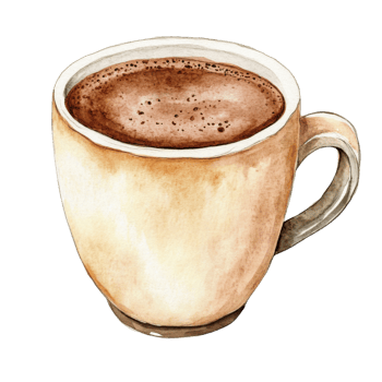 A watercolor cup of coffee on transparent background. png