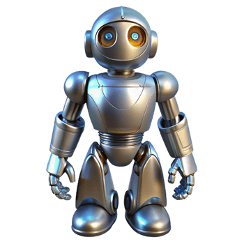 gorgeous mysterious rustic Robot, metallic, futuristic, NO BACKGROUND with Transparent Background. gallery standard png