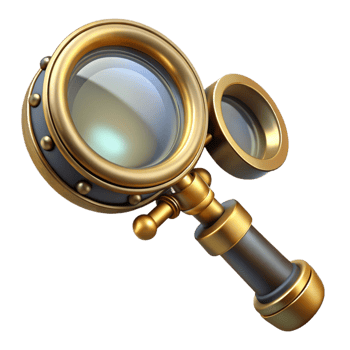 pristine dreamy elegant Steampunk monocle with a brass frame and magnifying glass. NO BACKGROUND with Transparent Background. top-tier png