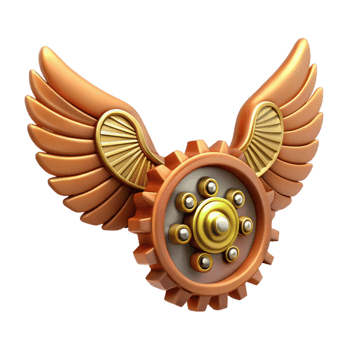joyful hypnotic Steampunk wings made of clockwork gears and leather membranes. NO BACKGROUND with Transparent Background. sharp png