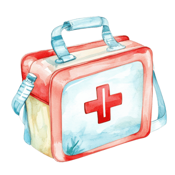 A watercolor first aid kit on transparent background. png