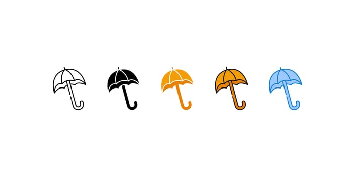 Five colorful umbrellas perfect for adding a pop of color to graphic designs, weatherrelated content, or rainy day illustrations. vector