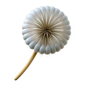 distinctive organic Single dandelion seed head, ready to disperse. NO BACKGROUND with Transparent Background. artisan png