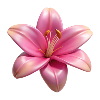 stunning organic Lily flower, single, pink. NO BACKGROUND with Transparent Background. authentic png