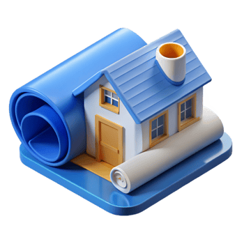 exquisite mysterious victorian Blueprint roll of a residential house NO BACKGROUND with Transparent Background. detailed png