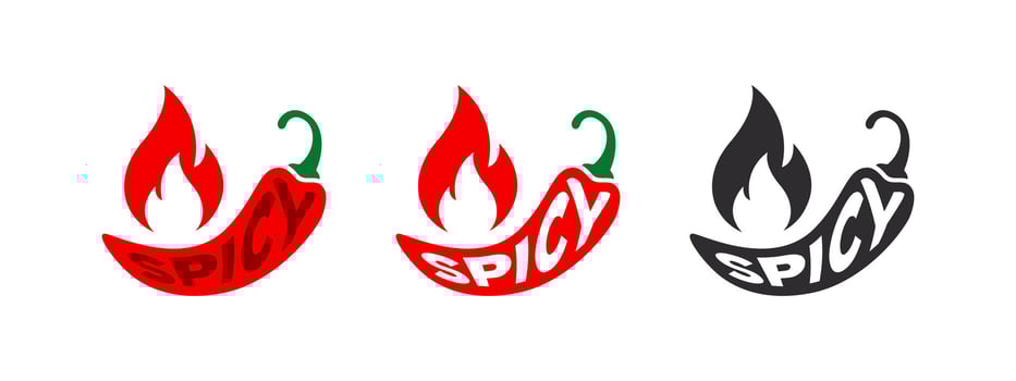 Hot Spicy labels. Red Chili Peppers icons vector