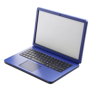 pristine gothic Laptop computer with blank screen. NO BACKGROUND with Transparent Background. artisan png