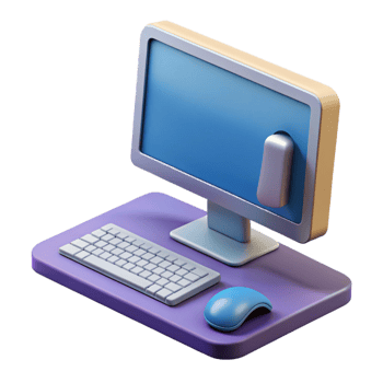 rare coastal Desktop computer with monitor, keyboard and mouse. NO BACKGROUND with Transparent Background. premium png