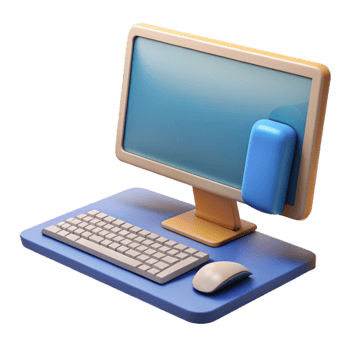 exemplary gothic Desktop computer with monitor, keyboard and mouse. NO BACKGROUND with Transparent Background. exclusive png