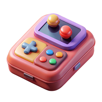 harmonious breathtaking Retro game console with controllers. NO BACKGROUND with Transparent Background. expertly shot png