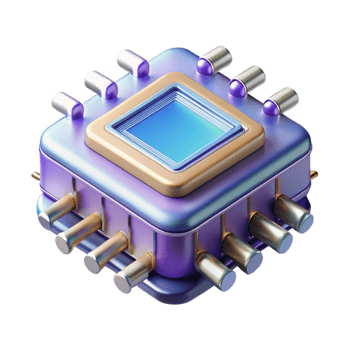 stunning whimsical retro Quantum computer processor. NO BACKGROUND with Transparent Background. high quality png