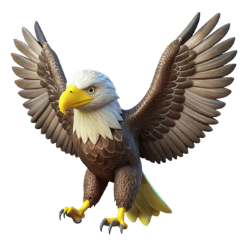 extraordinary celebrated A majestic Bald Eagle with wings spread, NO BACKGROUND with Transparent Background. png