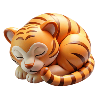 enchanting sought-after A sleeping Bengal tiger cub, curled up, NO BACKGROUND with Transparent Background. png