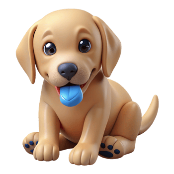 radiant inspired A playful Labrador Retriever puppy, chewing a toy, NO BACKGROUND with Transparent Background. png