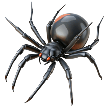majestic standout A close-up of a Black Widow spider, detailed legs, NO BACKGROUND with Transparent Background. png