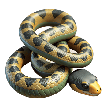 exquisite unforgettable A slithering Garter Snake, coiled, NO BACKGROUND with Transparent Background. png