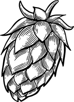 Detailed Black and White Hop Cone Illustration vector