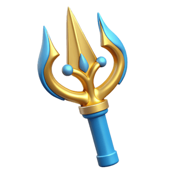 sumptuous distinctive Poseidon's Trident, ornate and powerful, NO BACKGROUND with Transparent Background. png