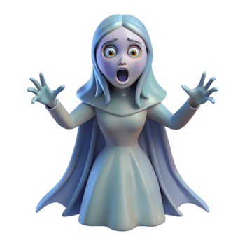 impressive mid-century Banshee, Irish wailing spirit, ethereal, NO BACKGROUND with Transparent Background. refined png