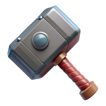 glorious art deco Mjolnir, Thor's hammer. NO BACKGROUND with Transparent Background. precision png