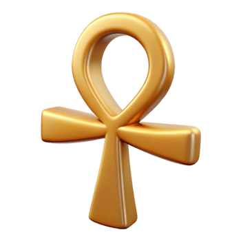 intense striking Ankh, Egyptian symbol of life. NO BACKGROUND with Transparent Background. detailed png